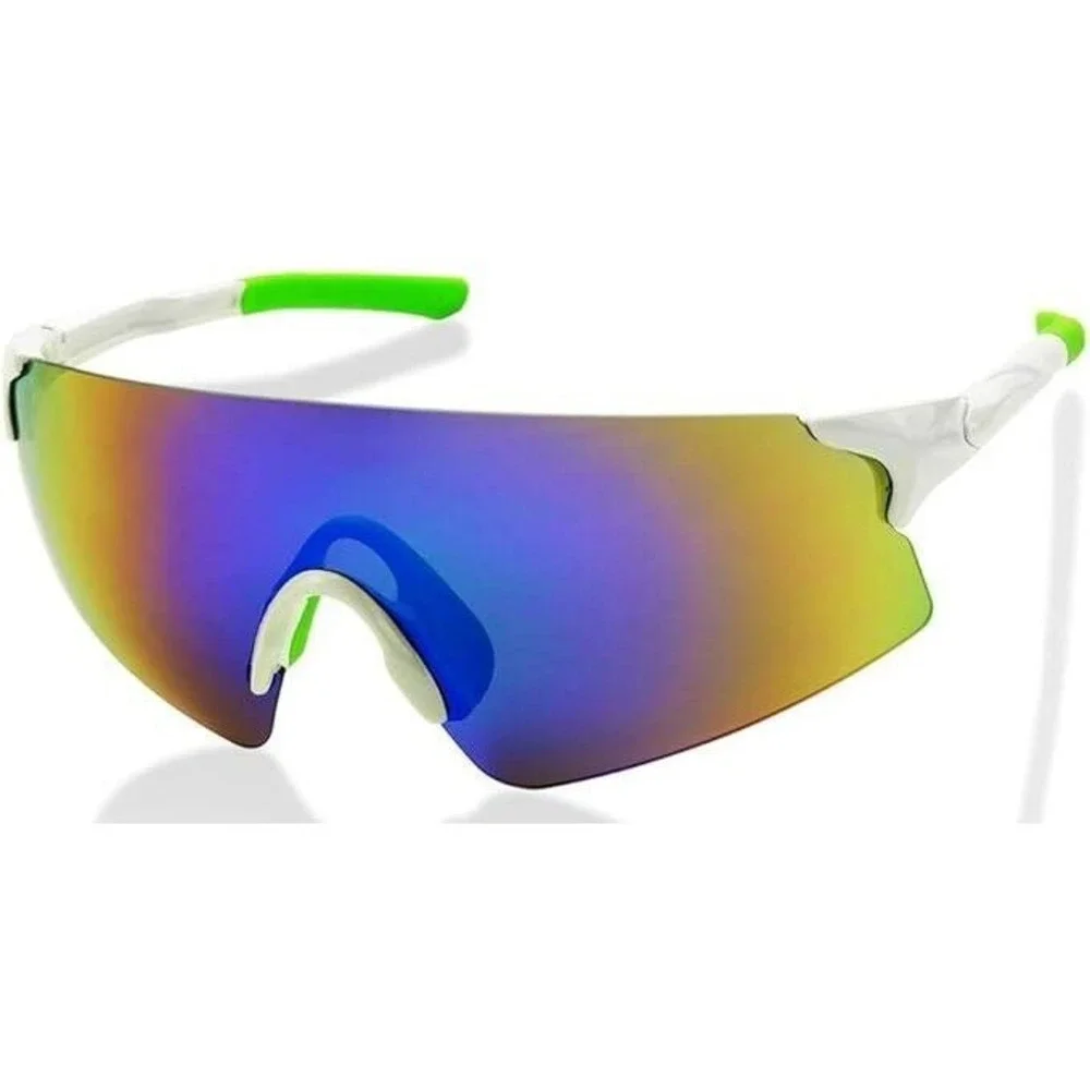 Sport Sunglasses Cycling Running Glasses UV Protection White Frame Blue Mirror‎